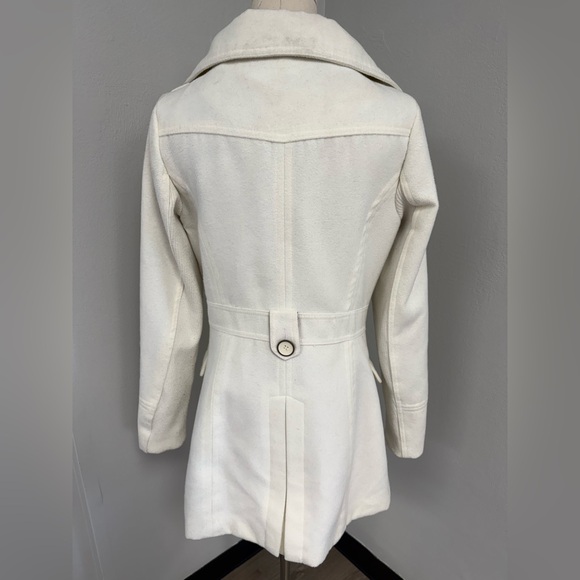 Joujou Women's Pea Coat Double Breasted, White Vintage,Tapered,Size Small - Picture 3 of 10